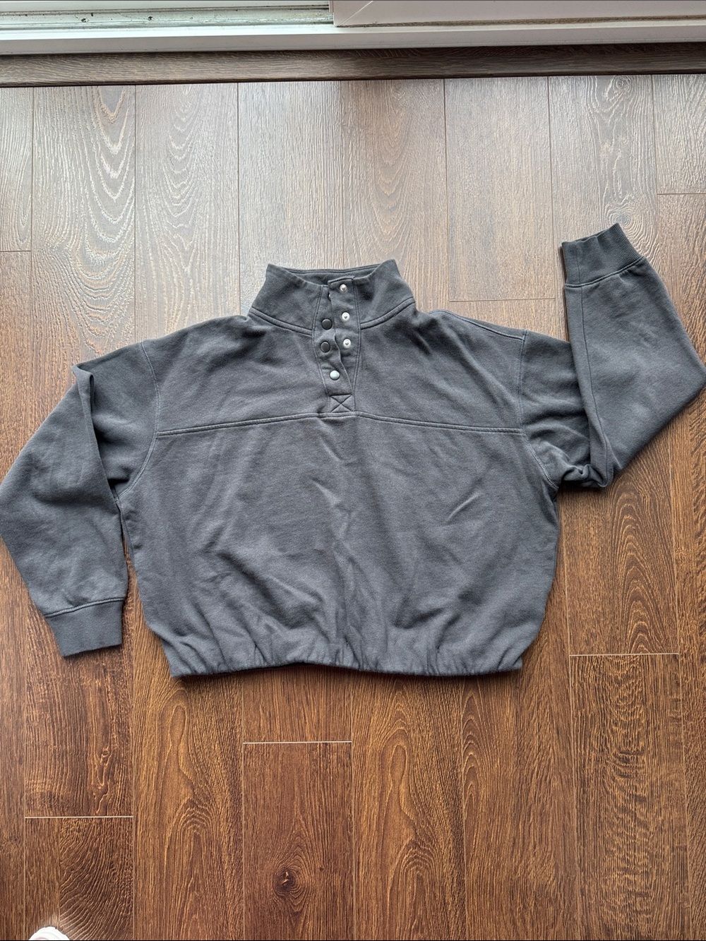 Old Navy Charcoal Snap-Front Funnel Neck Sweatshirt